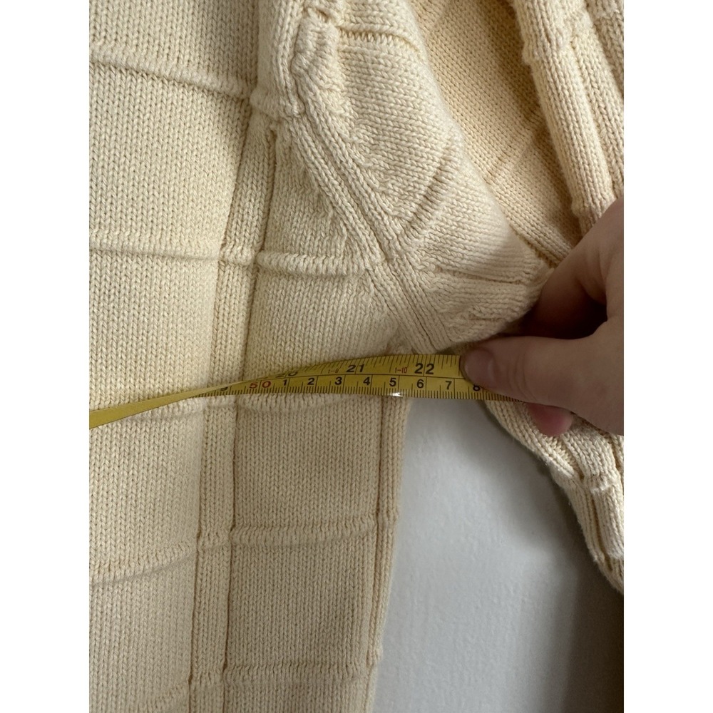 Vintage 90s IZOD 100% Cotton Sweater Knit Casual Pastel Yellow Golf Size Large - Picture 10 of 12